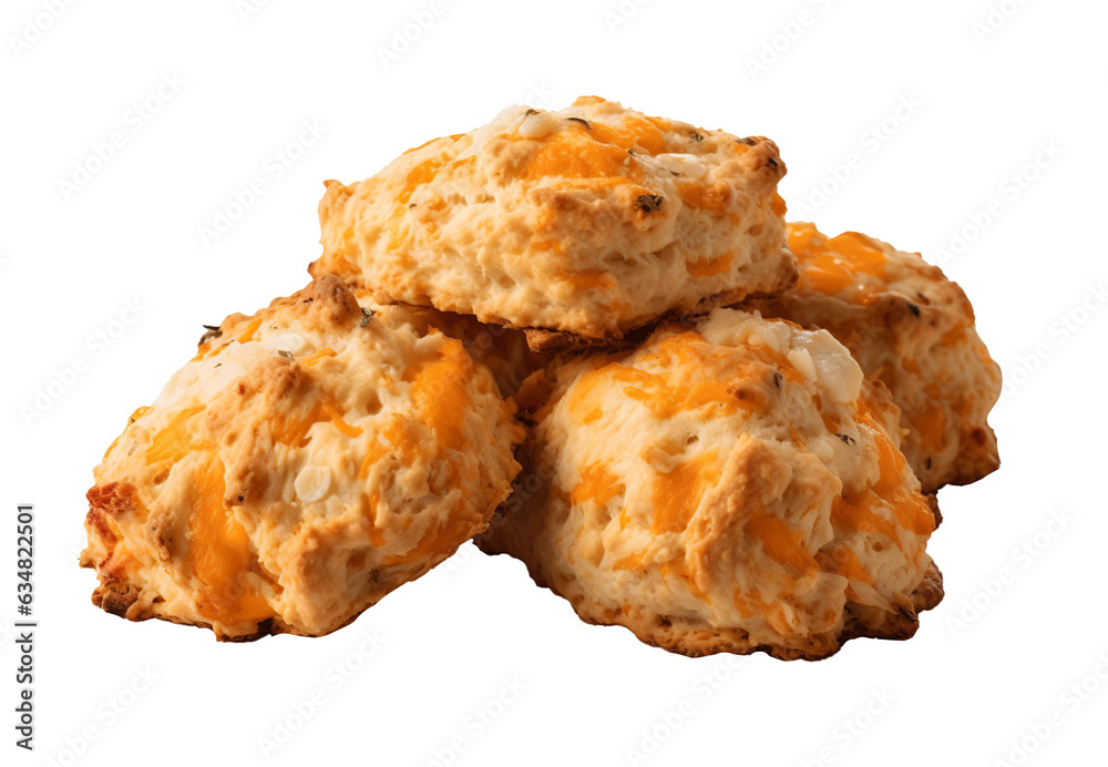 Cheddar bay biscuits on transparent background. Generative AI. Cheddar bay biscuits on transparent background. Generative AI.