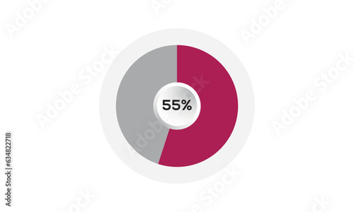 55% creative pie chart vector, 55 percent pie chart, pie chart vector, incredible pie chart vector