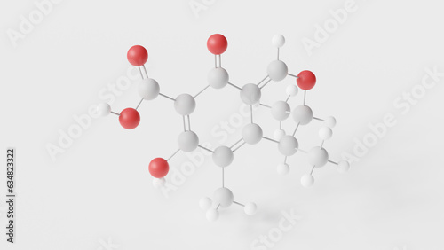 citrinin molecule 3d, molecular structure, ball and stick model, structural chemical formula mycotoxin photo
