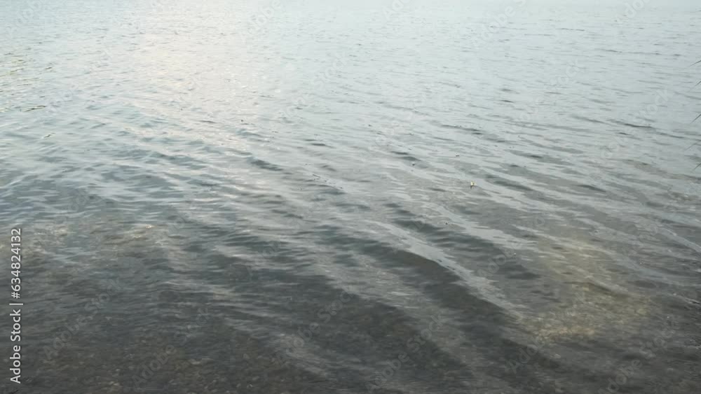 Transparent water wave in the lake, you can see the pebble rocky bottom Transparent water wave in the lake, you can see the pebble rocky bottom