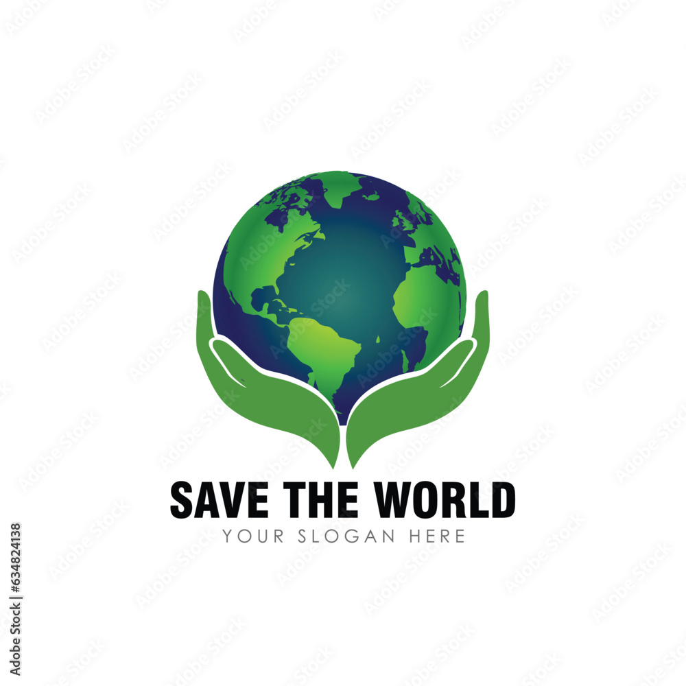 save earth logo design template. save globe logo vector icon