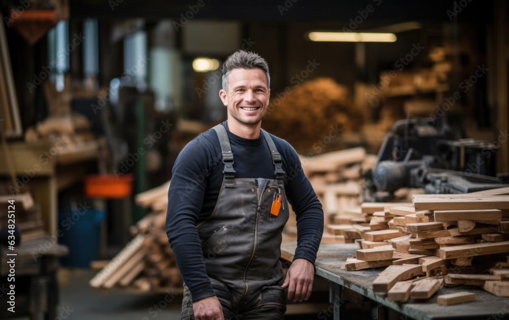 The seasoned woodworker's workshop serves as a haven of craftsmanship, where he skillfully fashions timber into intricate works of art.