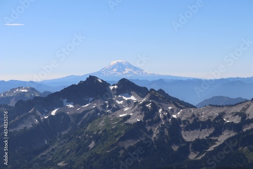 Mt Rainier National Park vista with highest point in distance