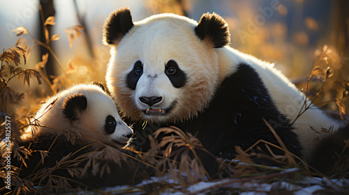 Affectionate Panda Cubs Share a Hug
