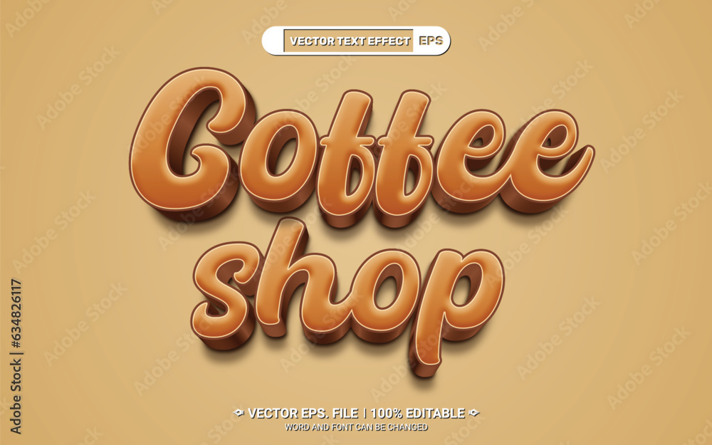 Coffee shop editable 3d vector text effect Coffee shop editable 3d vector text effect