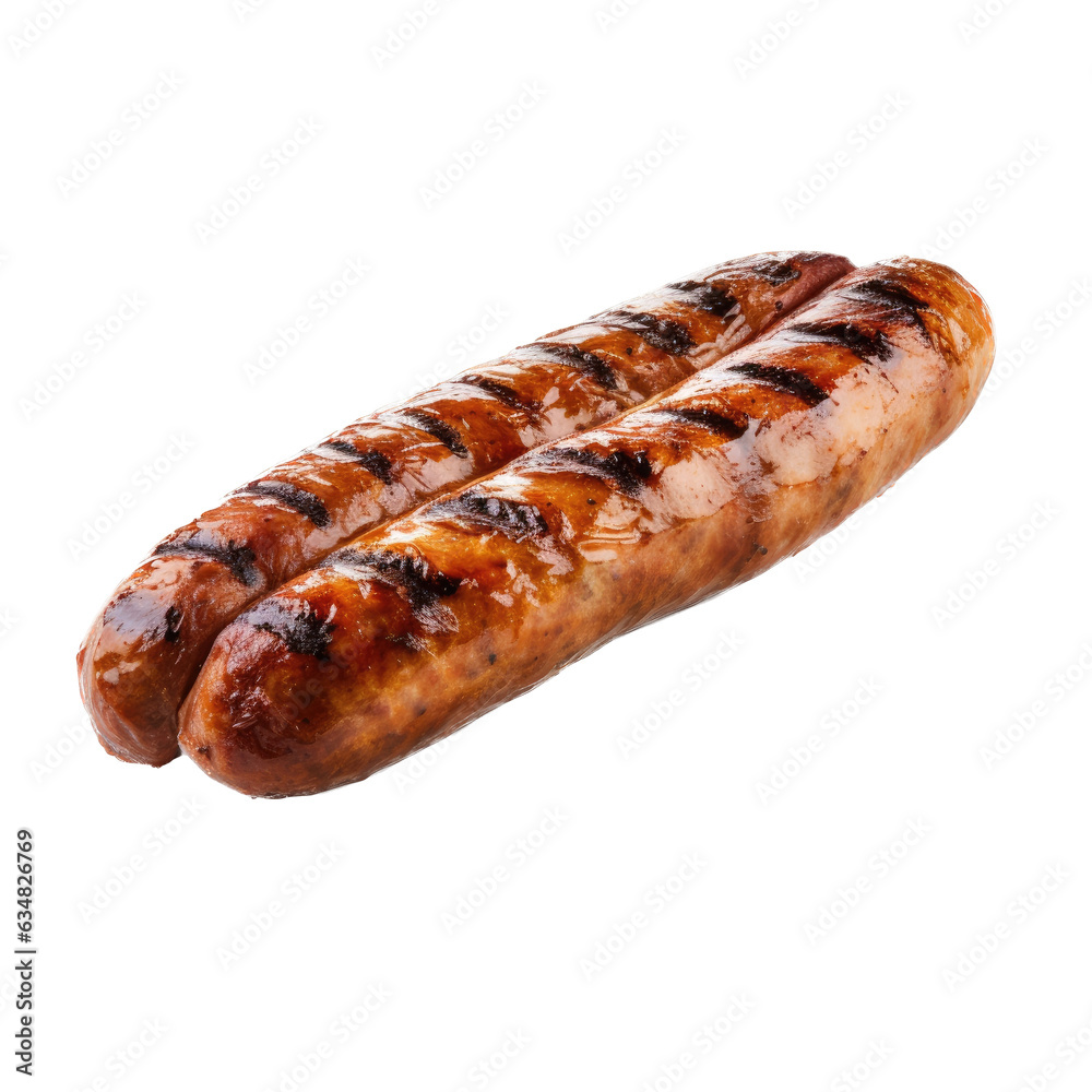 2 Grilled Bratwurts, 3/4 view in a Food-Themed, photorealistic illustration in a PNG, cutout, and isolated. generative ai 2 Grilled Bratwurts, 3/4 view in a Food-Themed, photorealistic illustration in a PNG, cutout, and isolated. generative ai