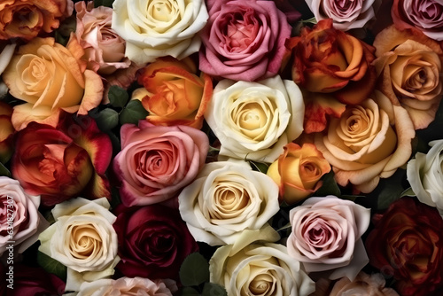 Natural colorful roses background.