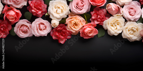 Natural colorful roses background.