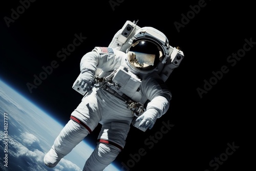 Astronaut in space, weightless. Generative AI © Mendel