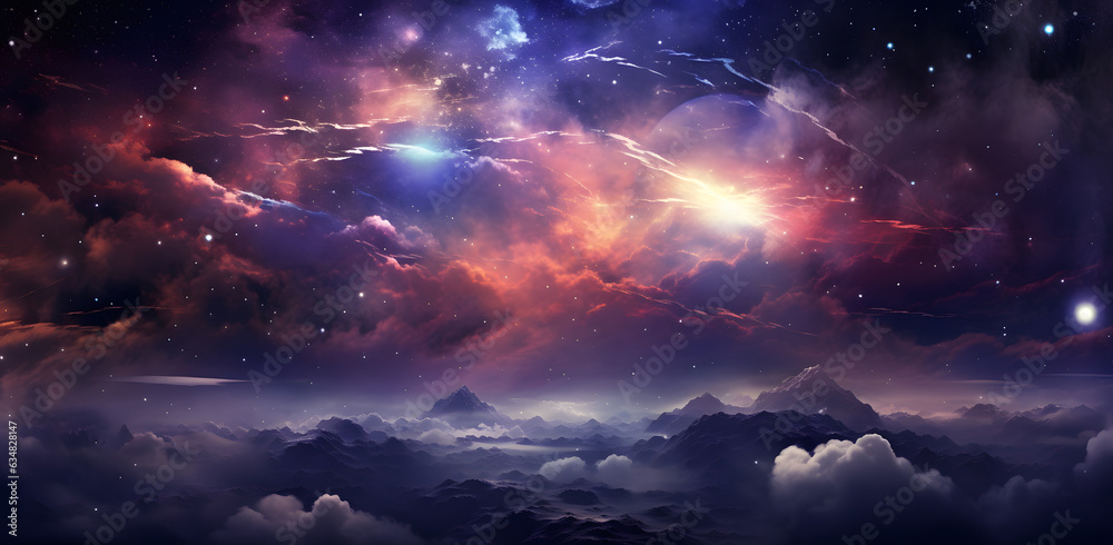 Galaxy Stars, Clouds, Nebula, in the Style of Psychedelic Dreamscapes