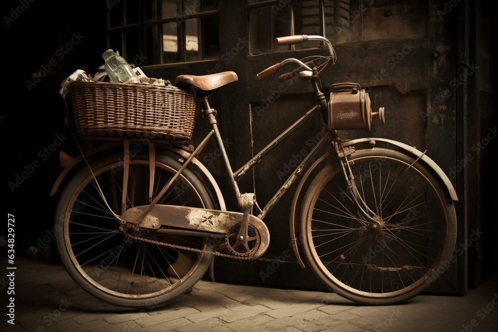 Old-fashioned bike picture. Generative AI
