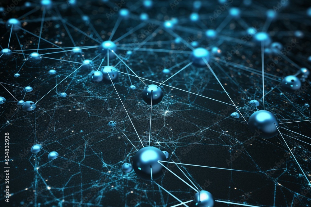 Tech Linking Graph Artistic rendering of a dot expanding and linking in a network on a ...