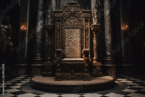 An artwork showcasing the majestic throne of the queen. Generative AI
