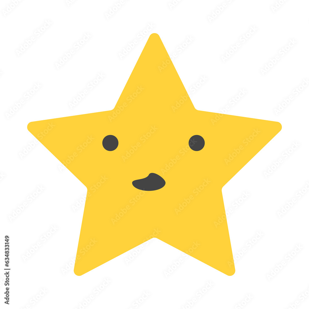 Cute Star Shape Face on a Transparent Background Cute Star Shape Face on a Transparent Background
