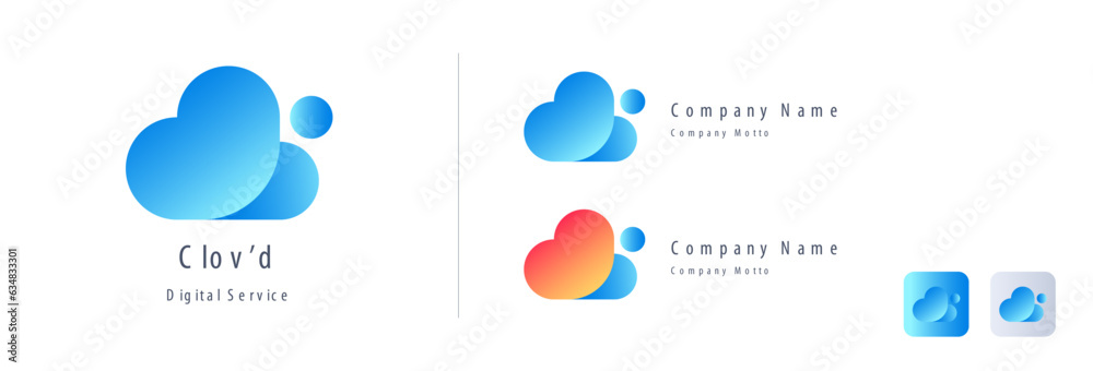 Naklejka premium cloud icon - cloud style logo design with web button look and styling. Cloud and love logo. cloud concept combined with love