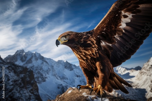 Majestic golden eagle flying over mountains. Fierce and imposing., generative IA © Gabriel