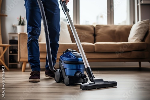 Expert Carpet Cleaners. Janitor Vacuuming. AI