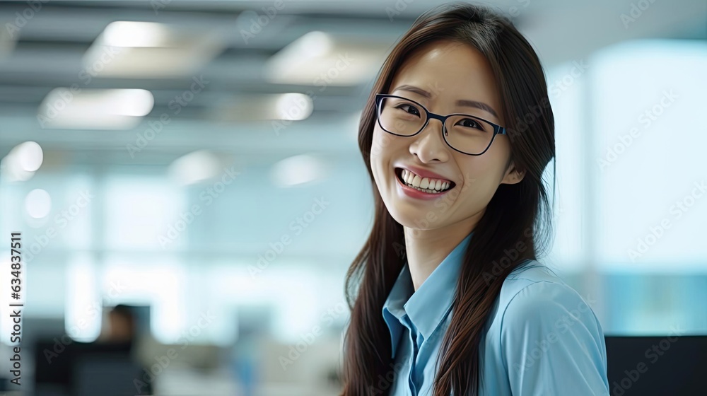 Smiling female economist wearing glasses. Smiling female economist wearing glasses.