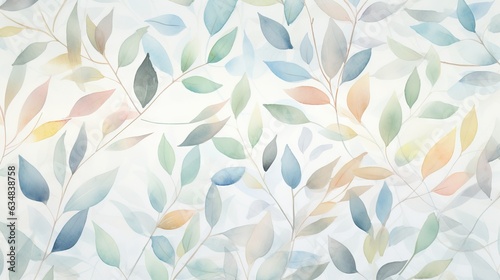  a painting of leaves on a white background with a blue sky in the background. generative ai