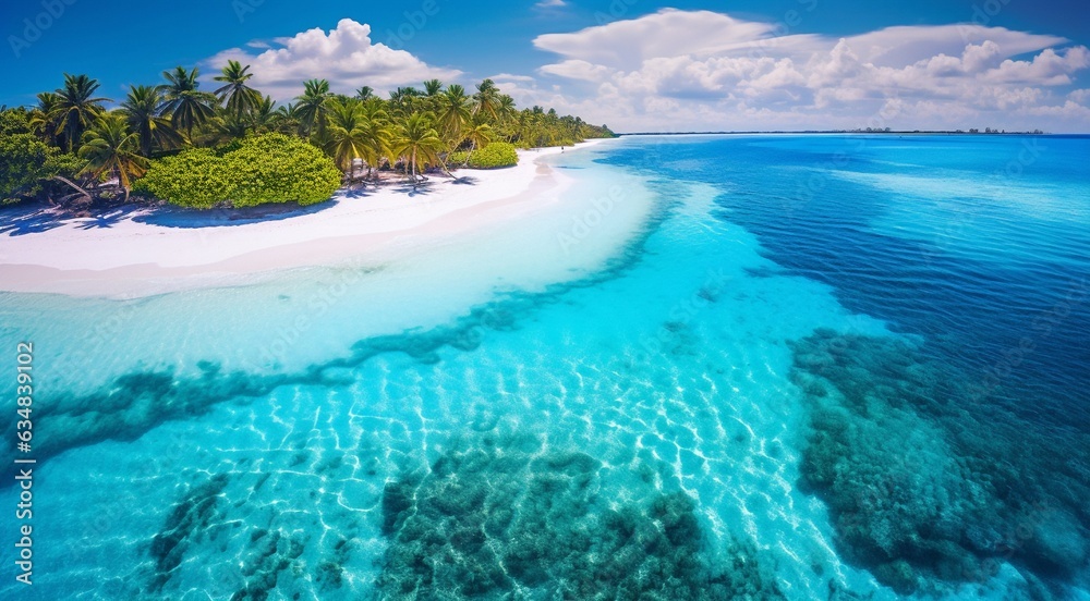 top view of the sea, oceanic view, coral blue water