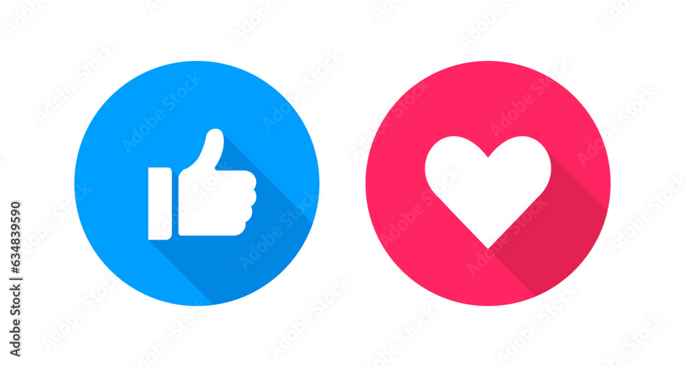 Thumbs Up Like Heart Round Shadow Icon Vector Illustration Thumbs Up Like Heart Round Shadow Icon Vector Illustration