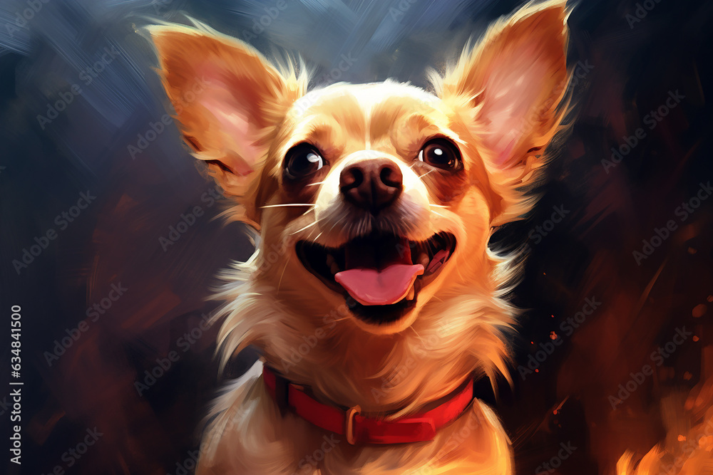 Happy funny chihuahua drawing, fun expression