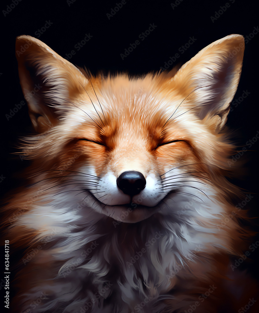 Happy cute fox portrait. Generative AI