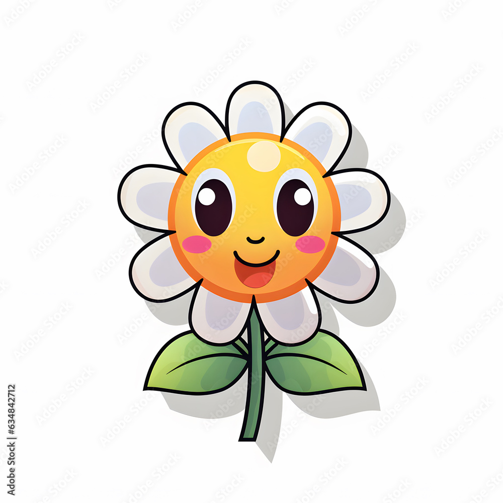 Obraz premium smiling flower cartoon on transparent background