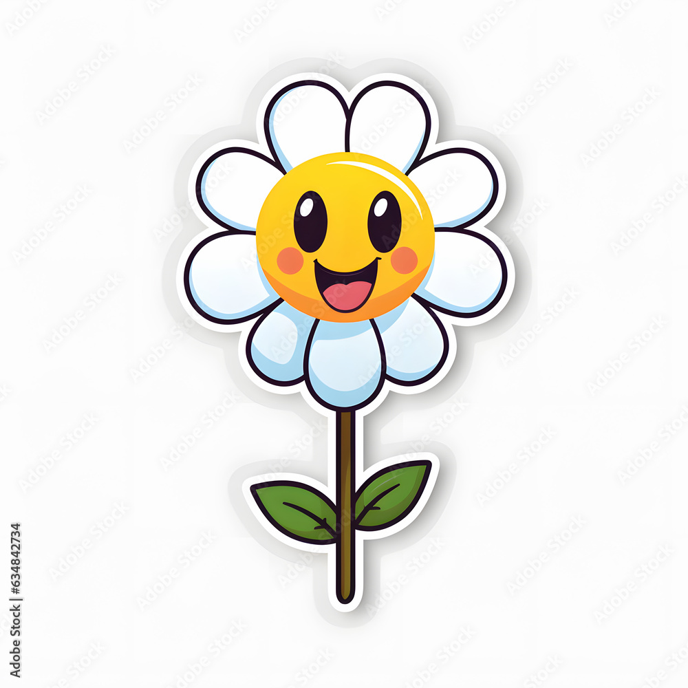 smiling flower cartoon on transparent background