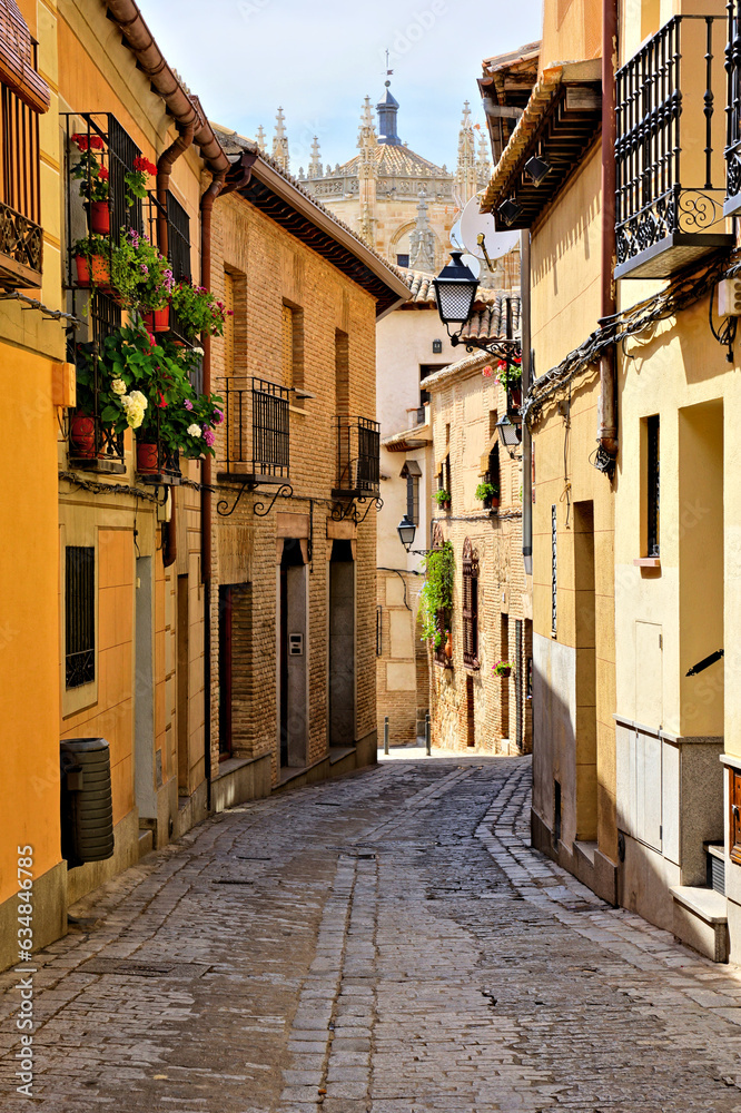 Picturesque street in the Old Town of Toledo, Spain