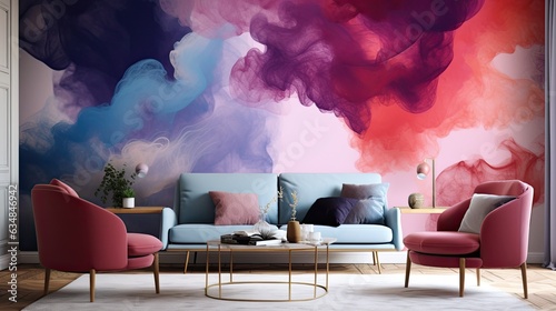 dramatic smoke and fog in shades of red, blue, and purple that contrast dramatically. Wallpaper with an abstract design or a bold, vibrant backdrop