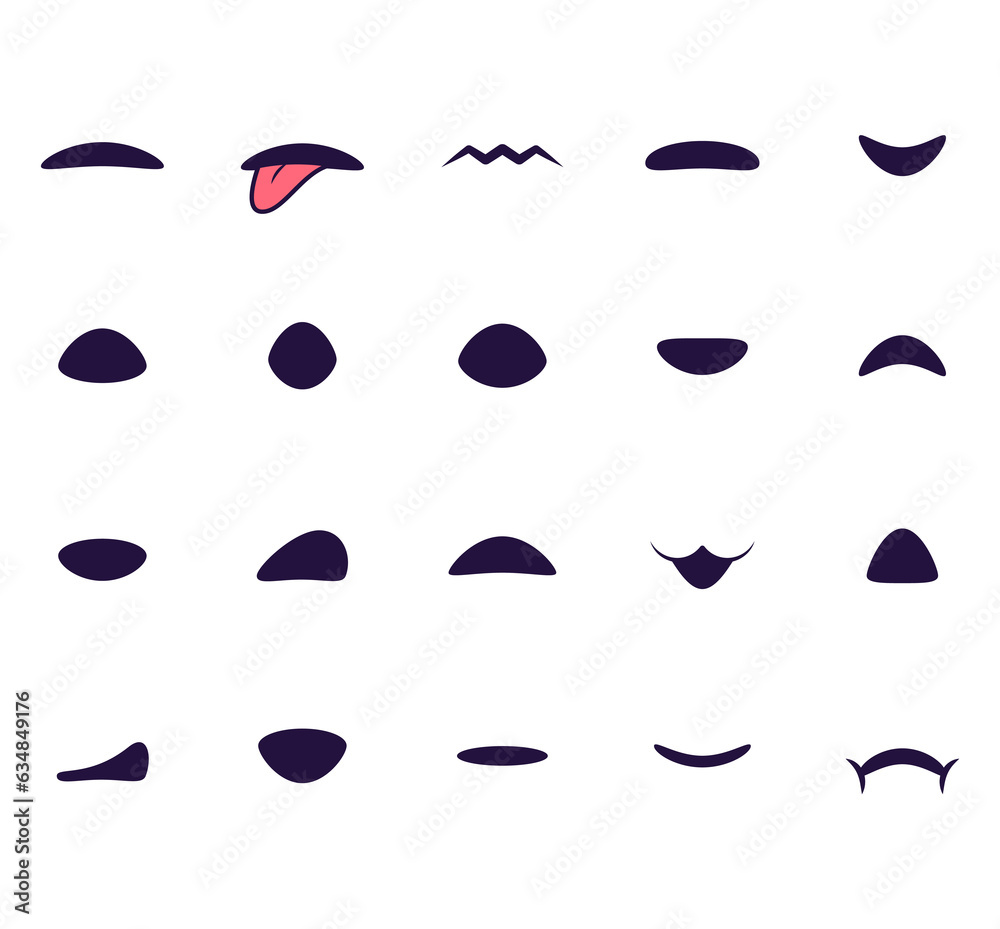 mouth icon - simple stylish cartoon character mouth emoji element. pack of mouth icon set