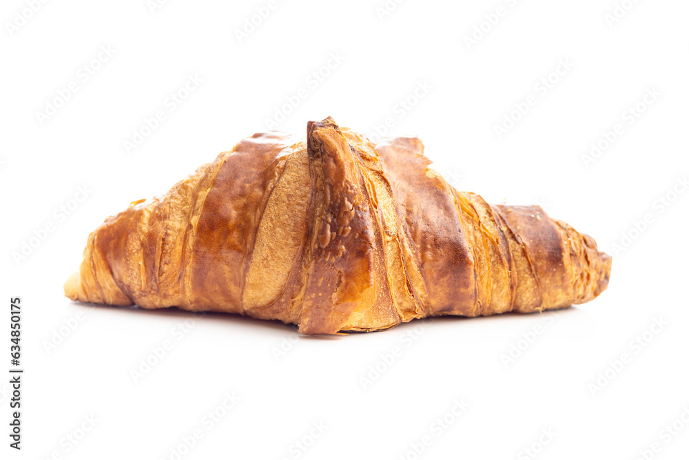 Fresh butter croissant isolated on white background.