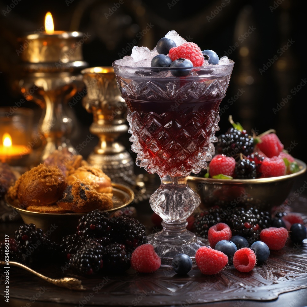 delicious glass of berries mousse in a luxury restaurant