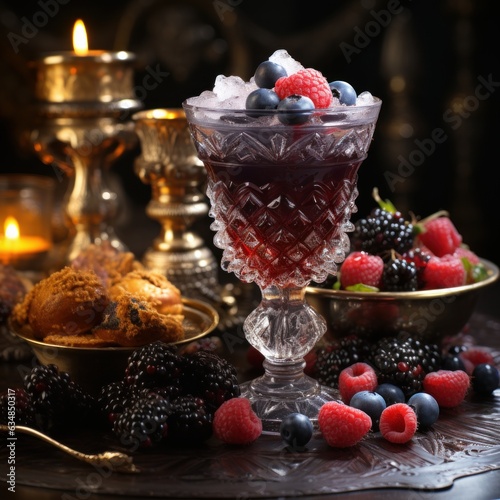 delicious glass of berries mousse in a luxury restaurant