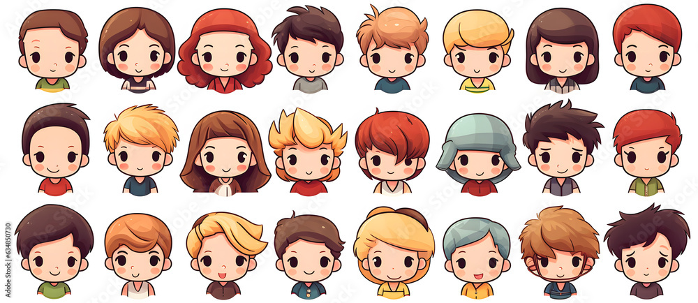 Différentes avatars de filles et de garçons. Différentes avatars de filles et de garçons.