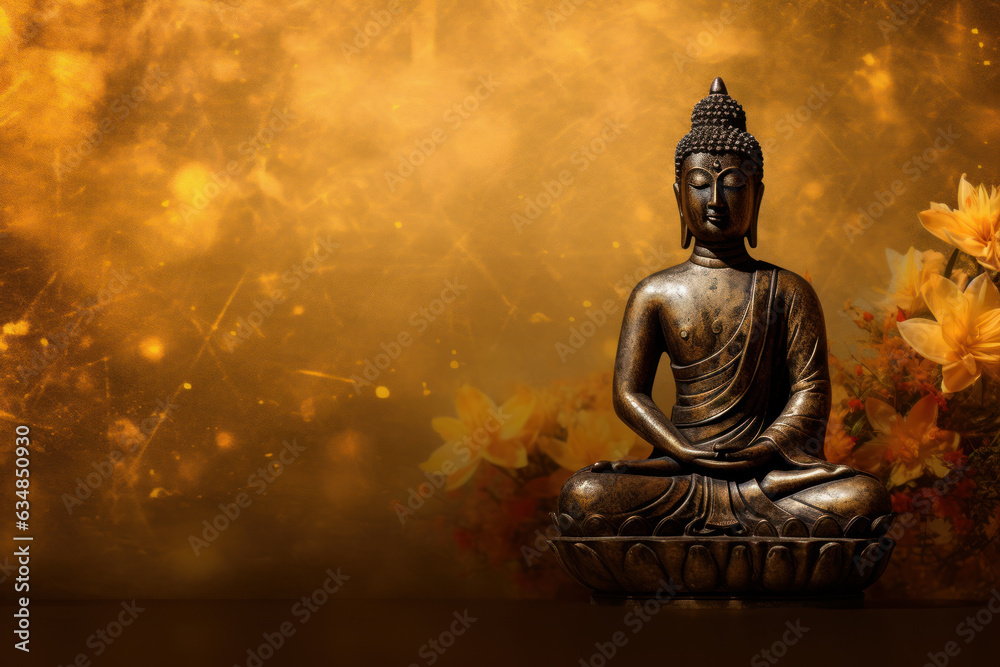  Buddha Statue on Golden Background