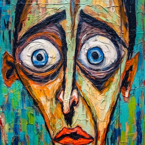 Illustration d'un visage en peinture moderne - Générative IA