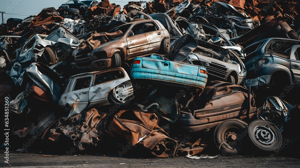Une casse automobile avec de vieilles épaves de voitures rouillées. Une casse automobile avec de vieilles épaves de voitures rouillées.