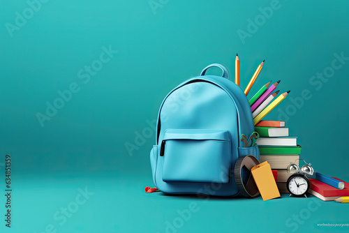 Back To school 3D Rendering, 3D Illustration background with copy space
