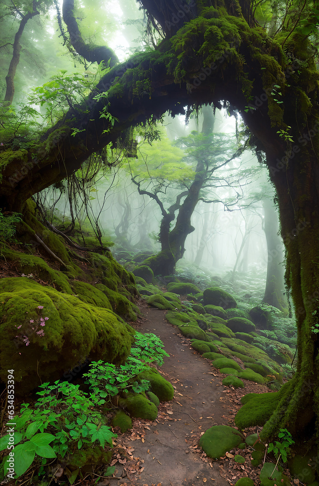 Enchanted forest, fantasy land, 