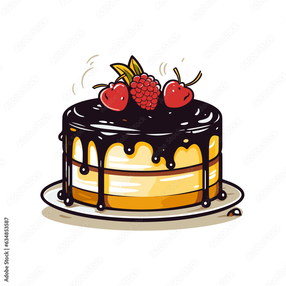 Vector cake isolated on white background, cake logo, cake icon, cake sticker Vector cake isolated on white background, cake logo, cake icon, cake sticker