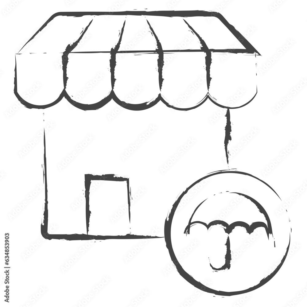 Hand drawn Store insurance illustration icon