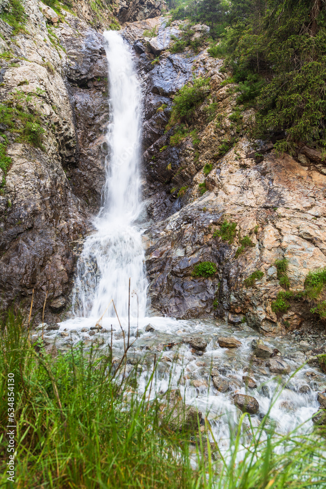 Waterfall in Barskoon gorge, Kyrgyzstan