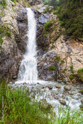 Waterfall in Barskoon gorge  Kyrgyzstan