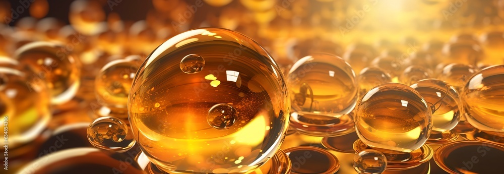 Golden yellow oil or serum, generative ai abstract background Golden yellow oil or serum, generative ai abstract background