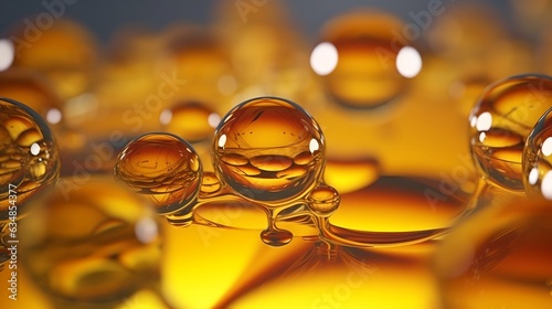 Golden yellow oil or serum, generative ai abstract background