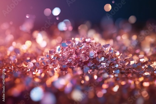 Shiny diamonds on a golden background. 3d rendering toned image photo