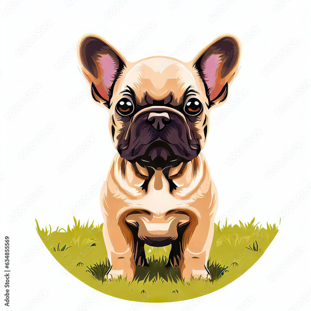 Silent Woof: Cute Dog on a White Background, Generative AI