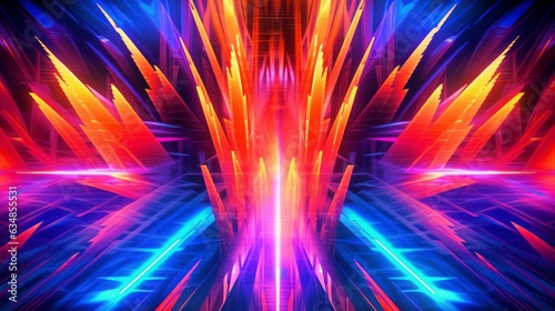 Neon Background with Neon Abstract Art. AI generated